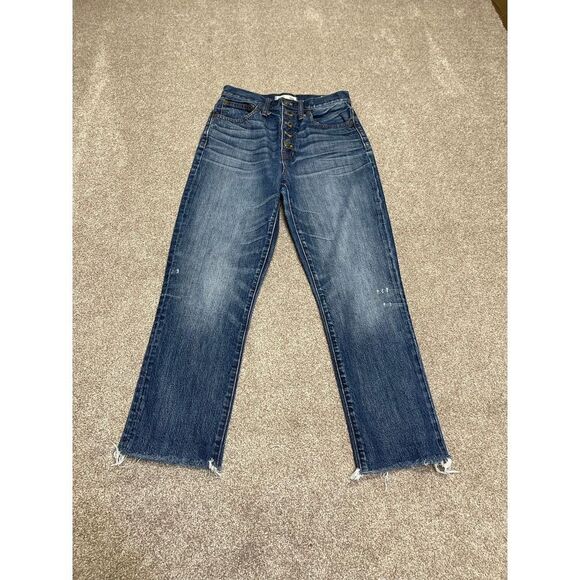 Rivet & Thread womens straight jeans sz 25 high waist Frey edge button fly denim - Picture 3 of 12